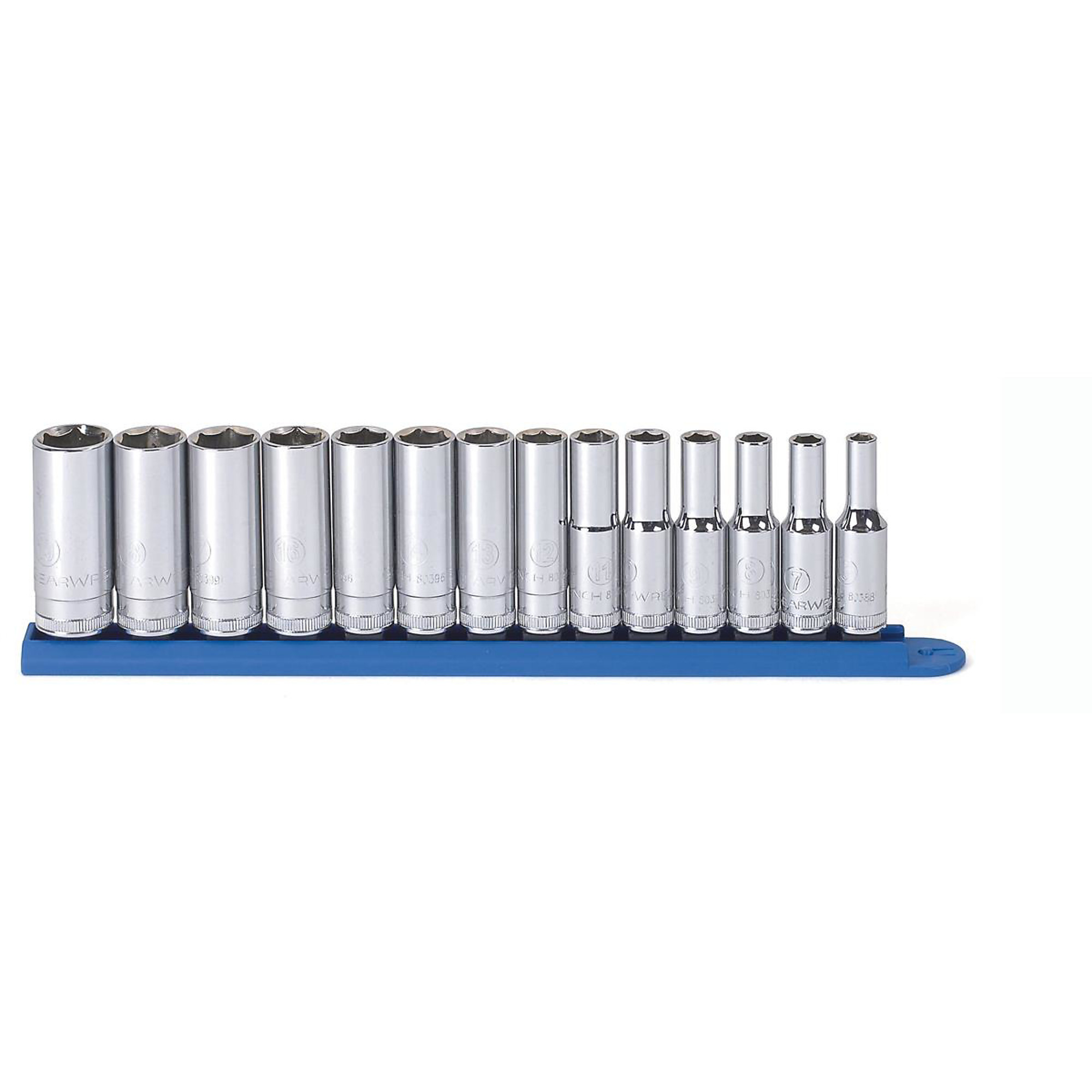 GearWrench 3/8in. Drive 6-Point Deep Metric Socket Set — 14-Piece, Model# KDT80554